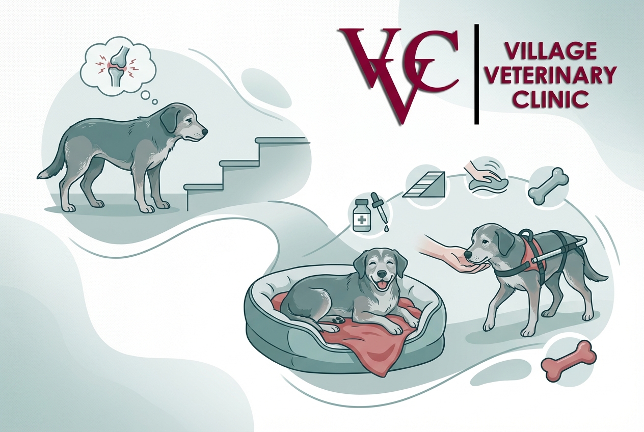Senior dog comfort and mobility support in Houston, TX