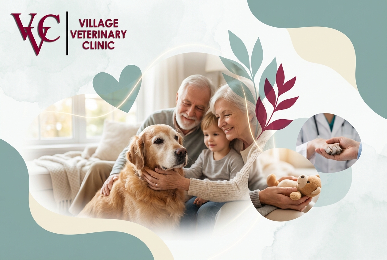 Senior pet spending time with family